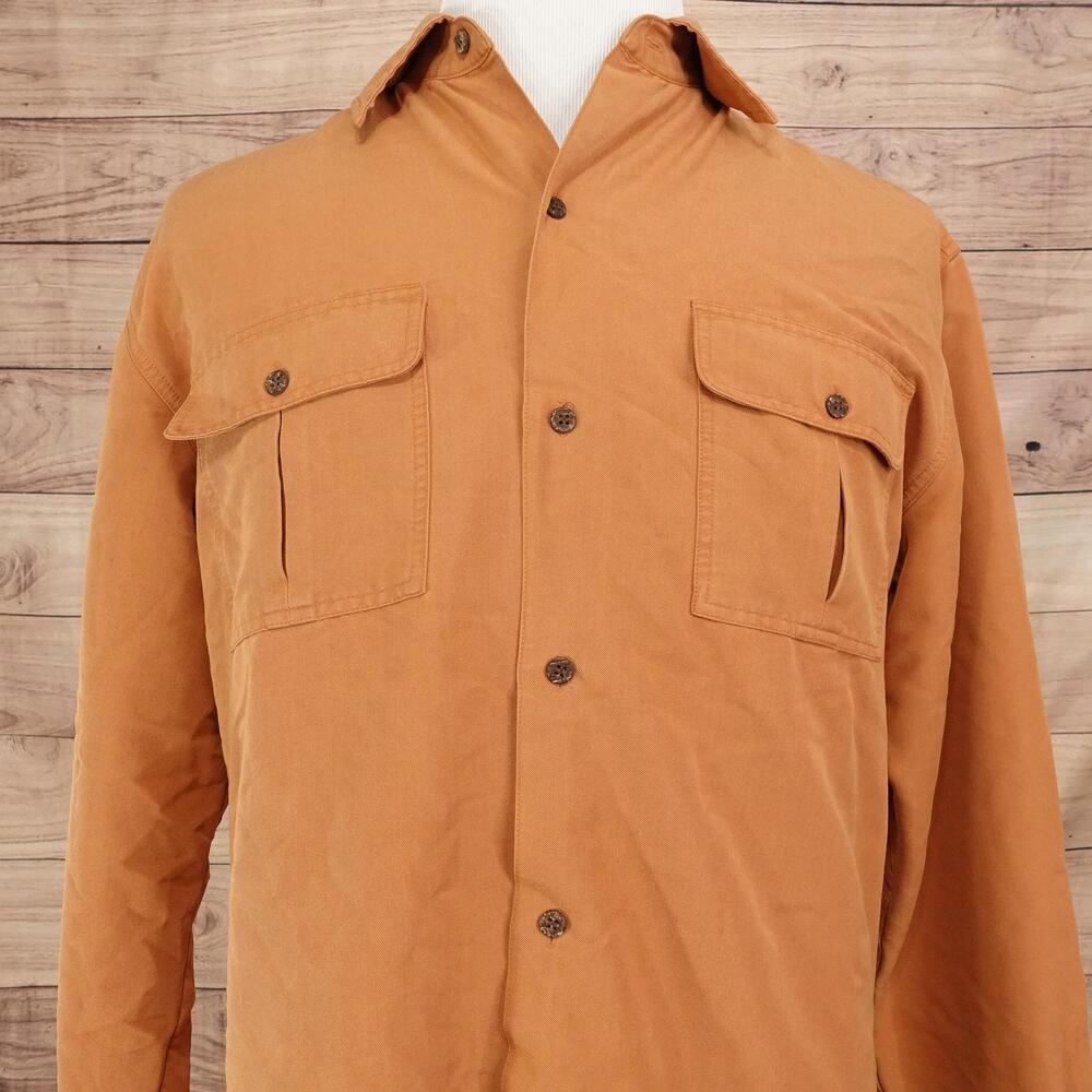 Caribbean Joe Shirt Mens M Orange Solid Long Sleeve Button-Up Regular Fit Twill